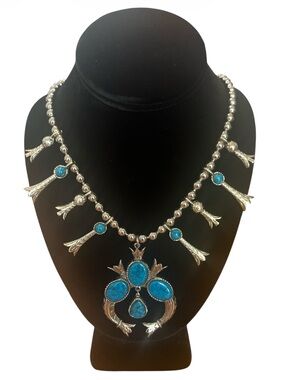 Vintage Signed Squash Blossom Necklace